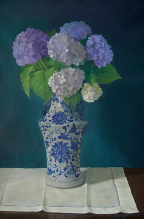 7 Hydrangeas Blue and White 30x20 _Jenny Kelley