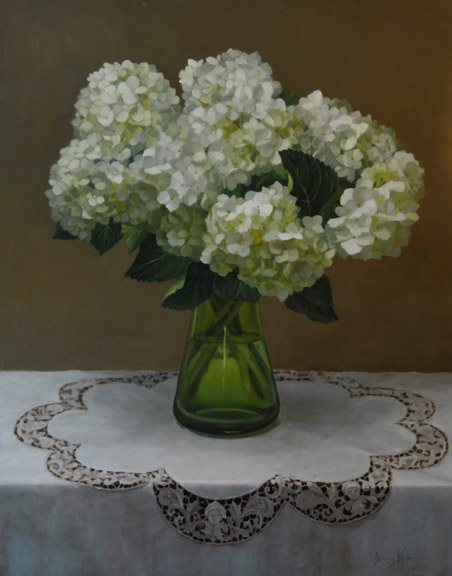 white hydrangeas 24x30