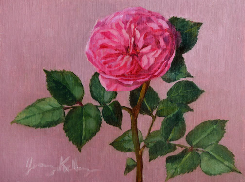 Pink Tea Rose 6x8 oil